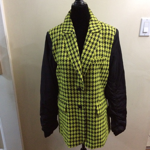 NWT Circus NY unique funky bold Sulphur Spring Houndstooth Blazer Bomber - Picture 1 of 16